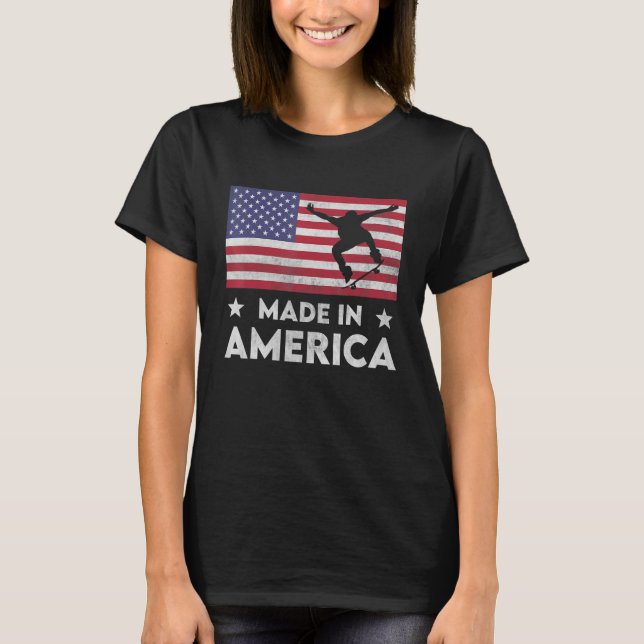 Made In America Usa National Flag Skateboard Men W T-Shirt (Front)