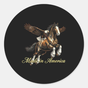 Made in america western horse eagle design classic round sticker