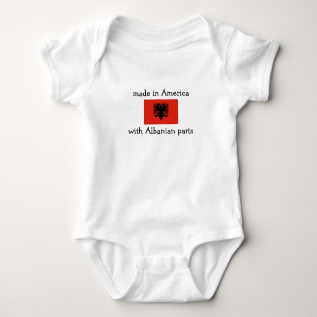 made in America with Albanian parts Baby Bodysuit (Front)
