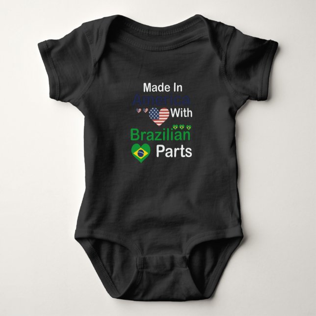 Made In America With Brazilian Parts,baby Gift  Baby Bodysuit (Front)
