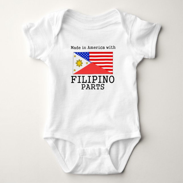 Made In America With Filipino Parts Baby Bodysuit (Front)