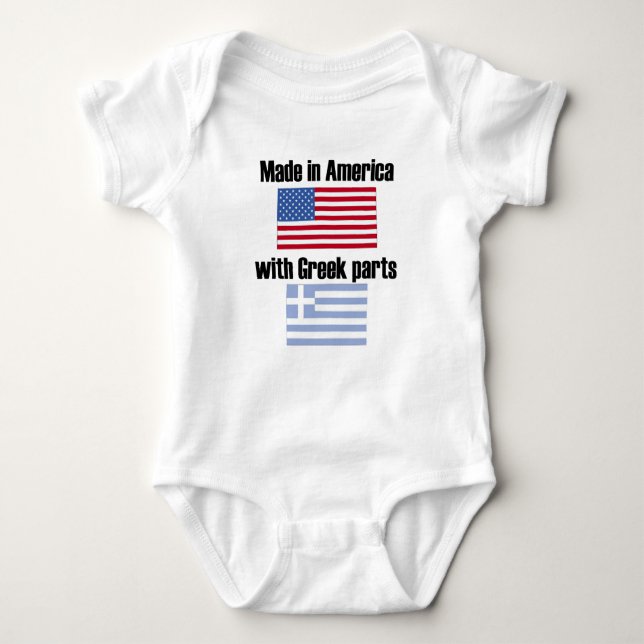 Made In America With Greek Parts Baby Bodysuit (Front)