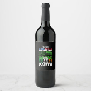 Made in America with Irish Parts St Patrick's Day Wine Label