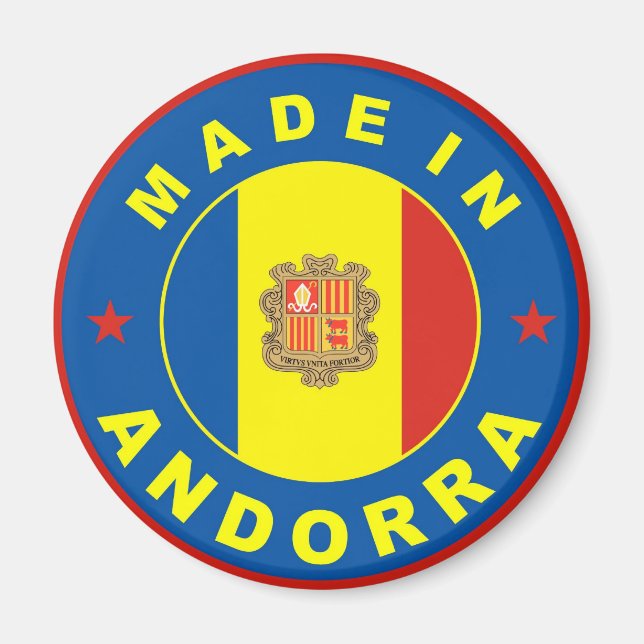 made in andorra country flag label magnet (Front)