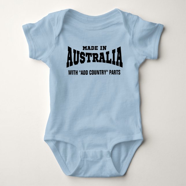 Made In Australia With "add country" Parts Custom Baby Bodysuit (Front)