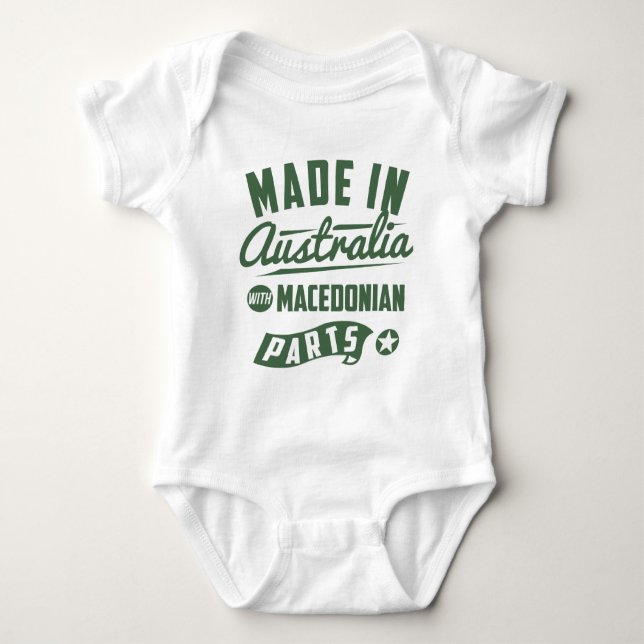 Made In Australia With Macedonian Parts Baby Bodysuit (Front)