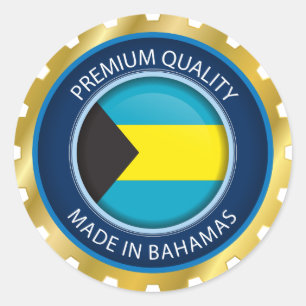 Made in Bahamas Seal, Bahamian Flag Classic Round Sticker