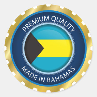 Made in Bahamas Seal, Bahamian Flag Classic Round Sticker