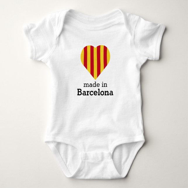 Made in Barcelona, La Senyera heart flag Catalonia Baby Bodysuit (Front)