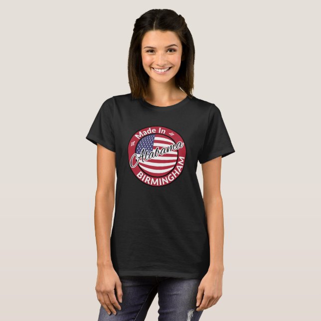Made in Birmingham Alabama Stars and Stripes Flag T-Shirt (Front Full)