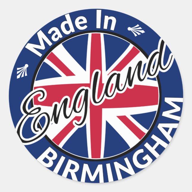 Made in Birmingham England Union Jack Flag Classic Round Sticker (Front)