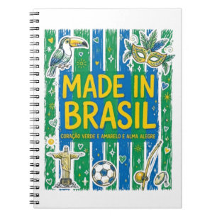 Made In Brasil Cultural Icons Colorful Design Notebook