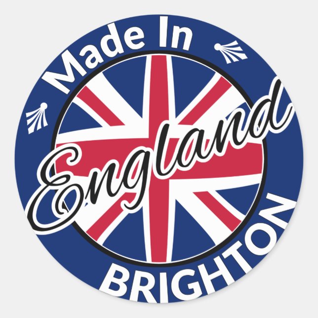 Made in Brighton England Union Jack Flag Classic Round Sticker (Front)