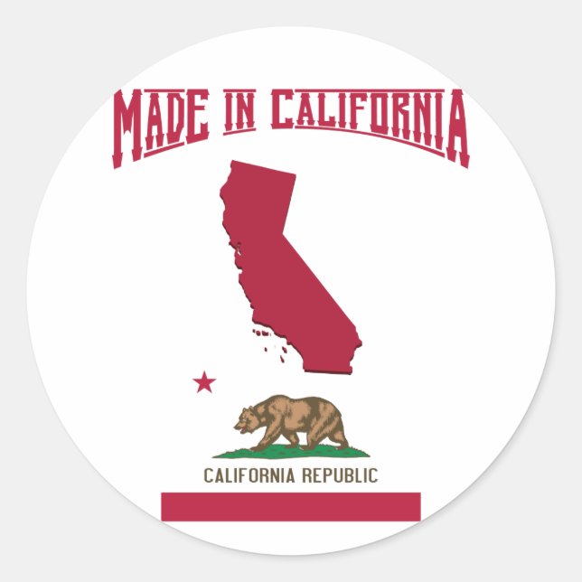 Made in California Classic Round Sticker (Front)