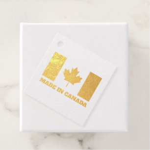 Made in Canada custom Foil Favour Tags with flag