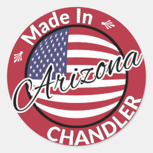 Made in Chandler Arizona United States Flag Classic Round Sticker