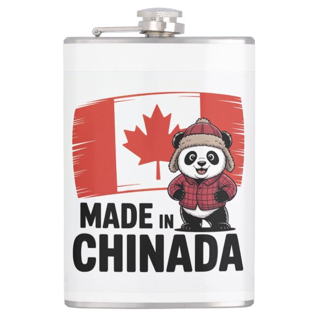 Made in Chinada Panda – Chinese Canadian Hip Flask (Front)