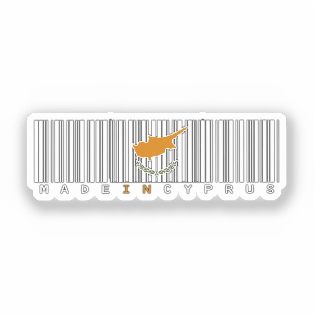 Made in Cyprus Barcode Flag Sticker (Front)