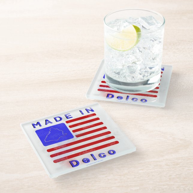 Made in Delco Glass Coaster (Angled)