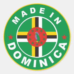 made in dominica country flag label round stamp