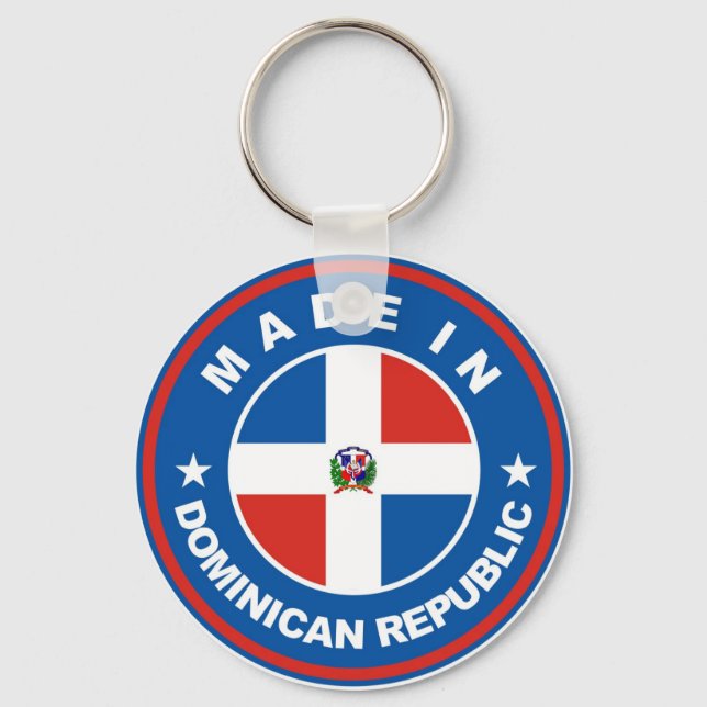 made in dominican republic flag label round stamp key ring (Front)