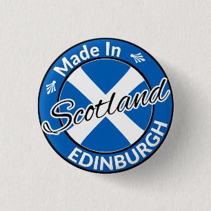 Made in Edinburgh Scotland Saltire Flag 3 Cm Round Badge