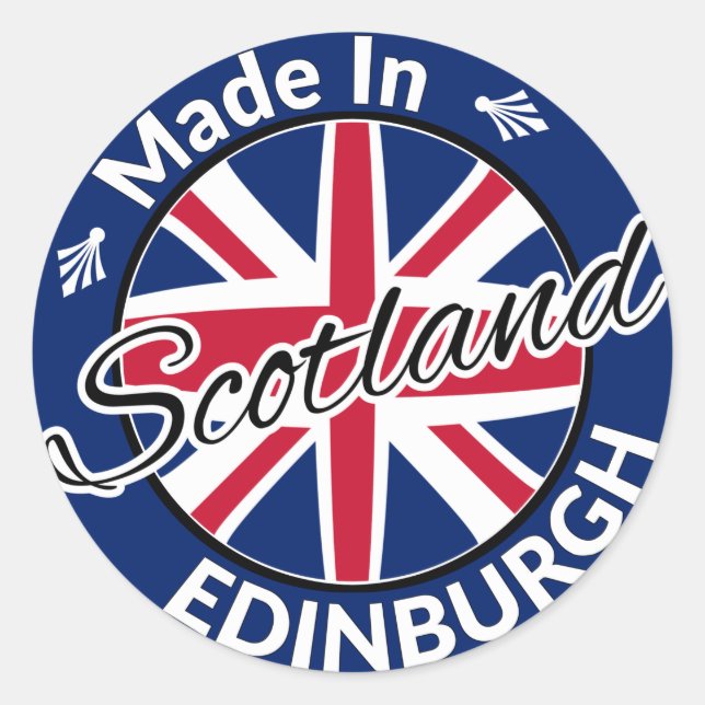 Made in Edinburgh Scotland Union Jack Flag Classic Round Sticker (Front)