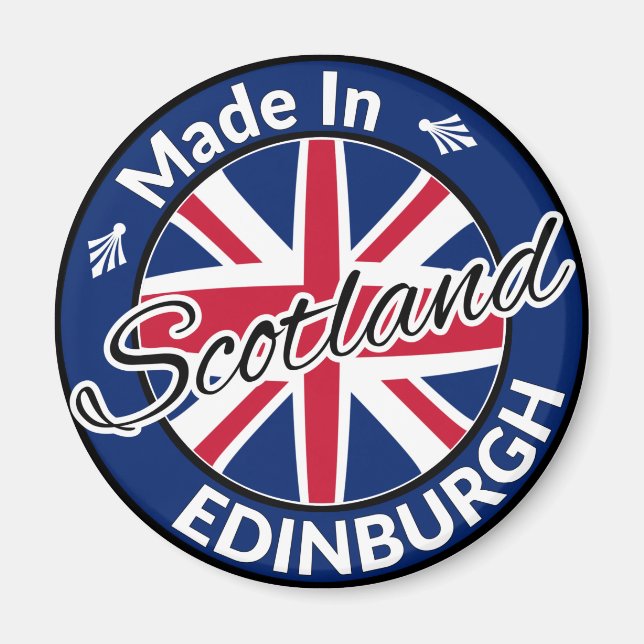 Made in Edinburgh Scotland Union Jack Flag Magnet (Front)