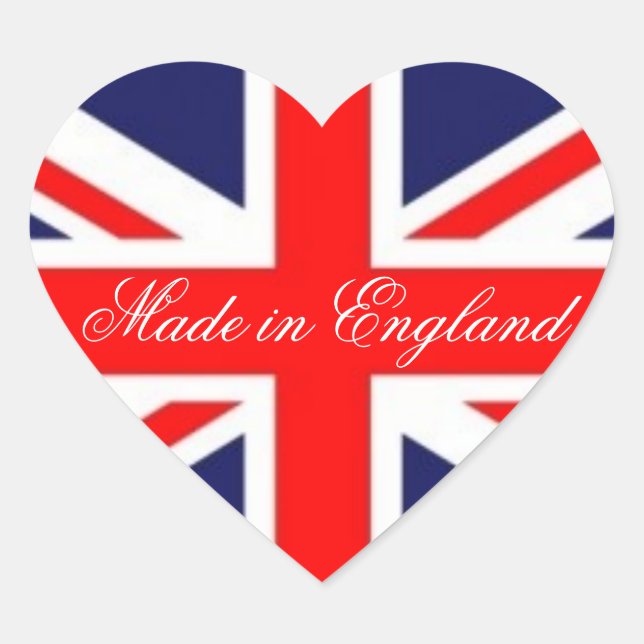 Made in England-Union Jack Flag-Heart Shape Heart Sticker (Front)
