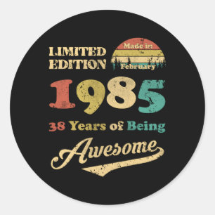 Made In February 1985 38Th Classic Round Sticker
