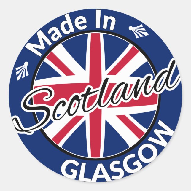 Made in Glasgow Scotland Union Jack Flag Classic Round Sticker (Front)