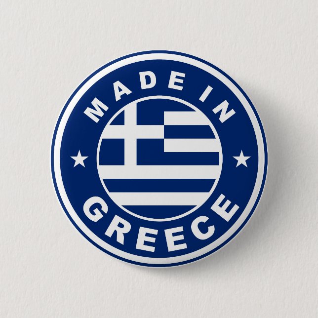 made in greece country flag label round stamp 6 cm round badge (Front)