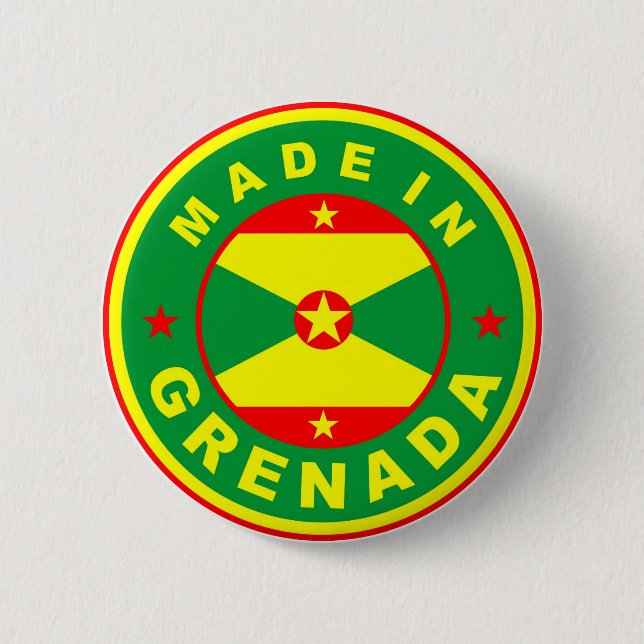 made in grenada country flag product label round 6 cm round badge (Front)