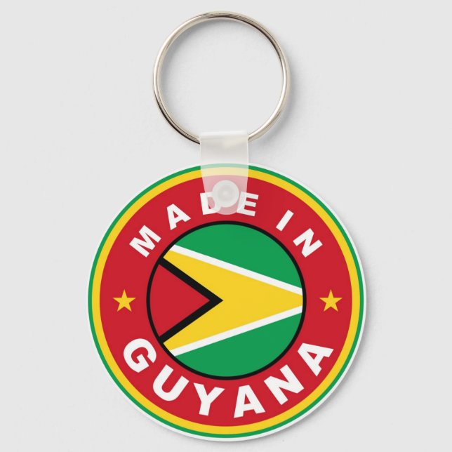 made in guyana country flag product label round key ring (Front)