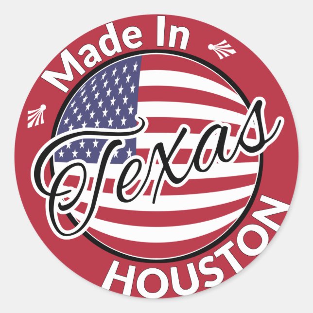 Made in Houston Texas Stars and Stripes Flag Classic Round Sticker (Front)
