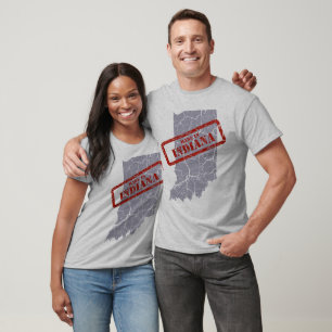 Made in Indiana Grunge Map Grey T-shirt