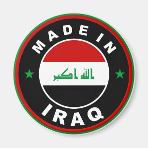 made in iraq country flag label round stamp magnet