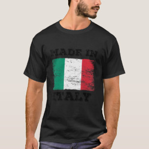 Made In Italy With Italy Flag Novelty Graphic Cool T-Shirt