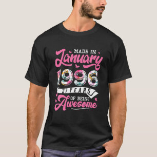 Made In January 1996 Floral 27 Year Old 27Th Birth T-Shirt