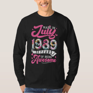Made In July 1989 Floral 33 Year Old 33rd Birthday T-Shirt
