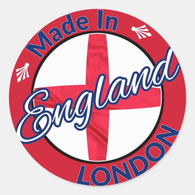 Made in London England St George Flag Classic Round Sticker (Front)