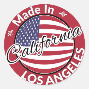 Made in Los Angeles California Stars Stripes Flag Classic Round Sticker