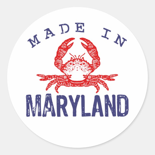 Made In Maryland Classic Round Sticker (Front)