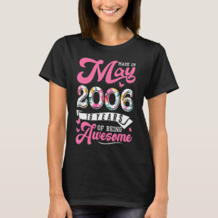 Made In May 2006 Floral 16 Year Old 16th Birthday T-Shirt