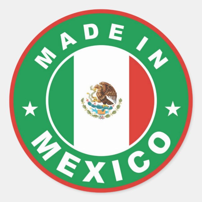 made in mexico country flag product label round (Front)
