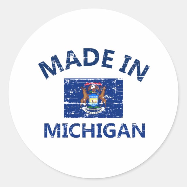 Made in MICHIGAN Classic Round Sticker (Front)