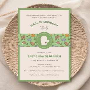 Made in Michigan Woodland Animals Baby Shower Invitation