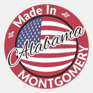 Made in Montgomery Alabama Stars and Stripes Flag Classic Round Sticker