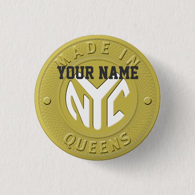 Made In New York Queens 3 Cm Round Badge (Front)