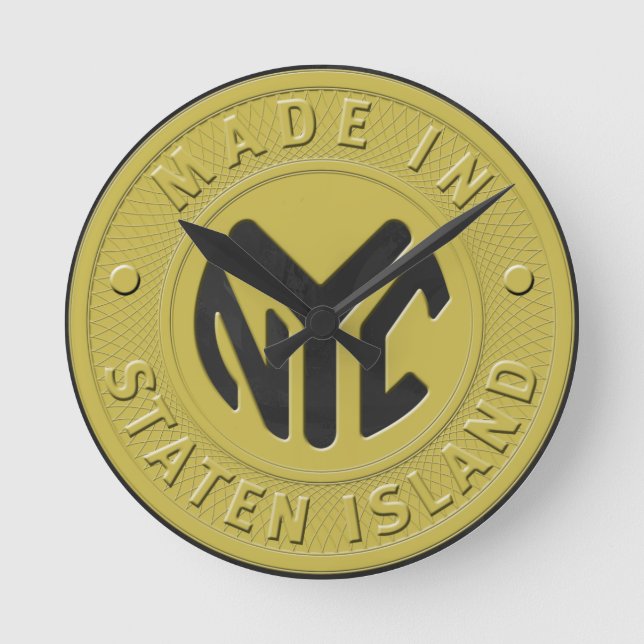 Made In New York Staten Island Round Clock (Front)